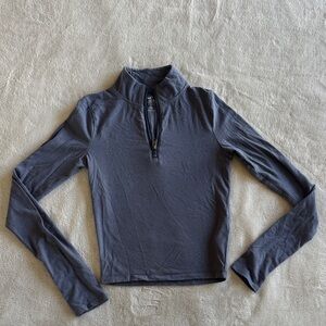 Hollister Blue Grey Half-Zip Long Sleeve Top